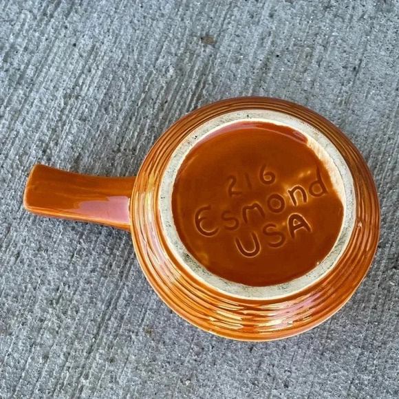Esmond Pottery Orange MCM Bowl Dish Ovenproof Vintage 60s Crock - Picture 3 of 4